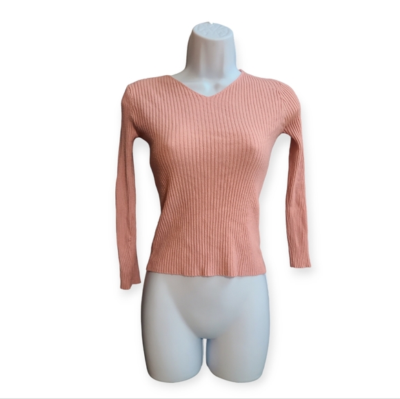 Light Pink Ribbed Long Sleeve Top sz S - Picture 1 of 6